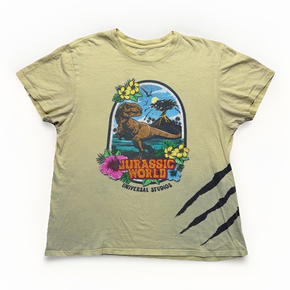 Jurassic Park World Universal Studios Yellow Graphic T-shirt Men's M Dinosaur